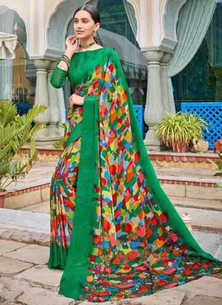 Green Colour Ruchi Star Chiffon New Latest Daily Wear Designer Fancy Saree Collection 18101 C